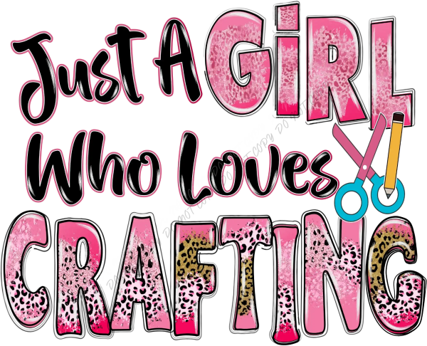 Pink and black crafting-themed DTF transfer with leopard print accents and scissors graphic, ready to press dtf transfer