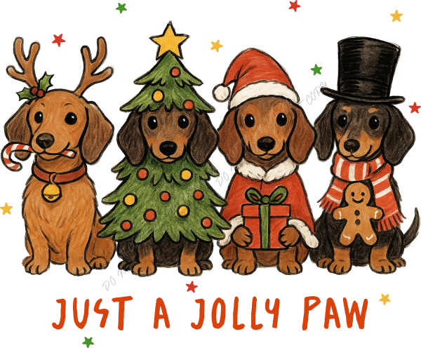 Just a Jolly Paw Christmas Dogs DTF Transfer - RTP DTF Transfer