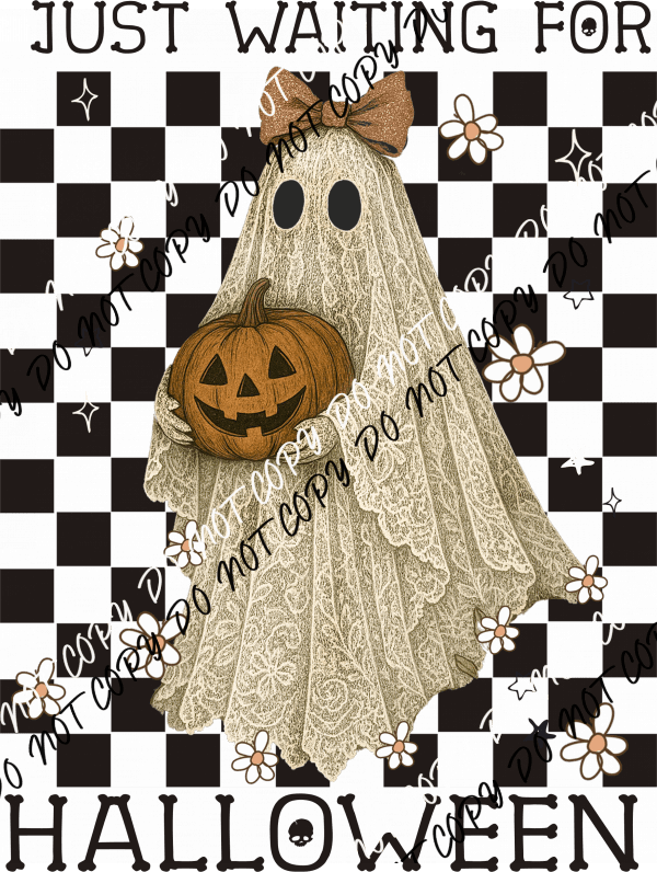 Just Waiting for Halloween Lace Ghost DTF Transfer - We Print U Press DTF Transfers