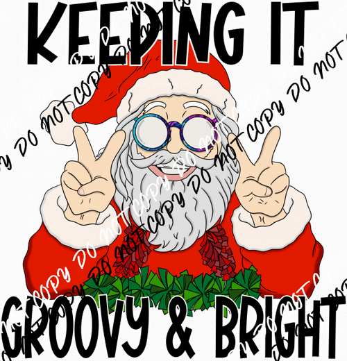 Keeping it Groovy & Bright Santa DTF Transfer - We Print U Press DTF Transfers