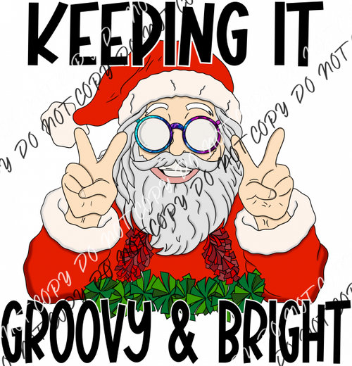 Keeping It Groovy & Bright Santa Dtf Transfer Rtp Transfers