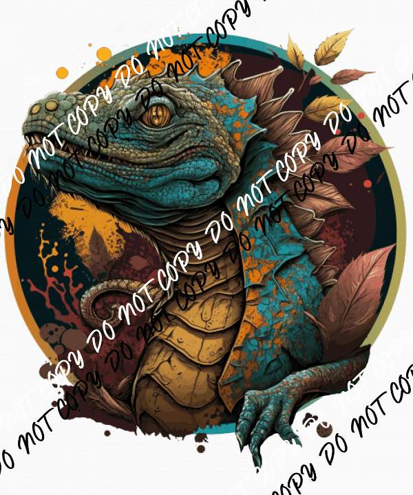 Komodo Dragon in Circle Frame DTF Transfer - We Print U Press DTF Transfers