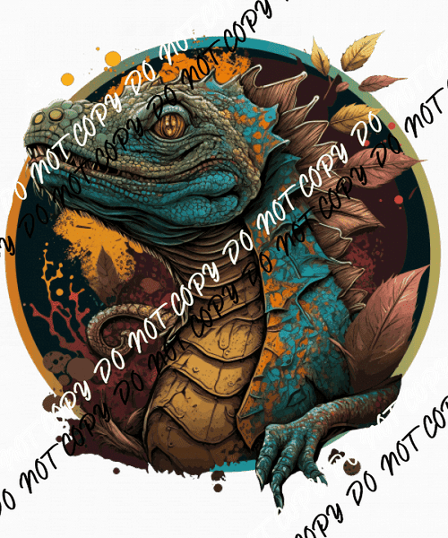 Komodo Dragon in Circle Frame DTF Transfer - We Print U Press DTF Transfers