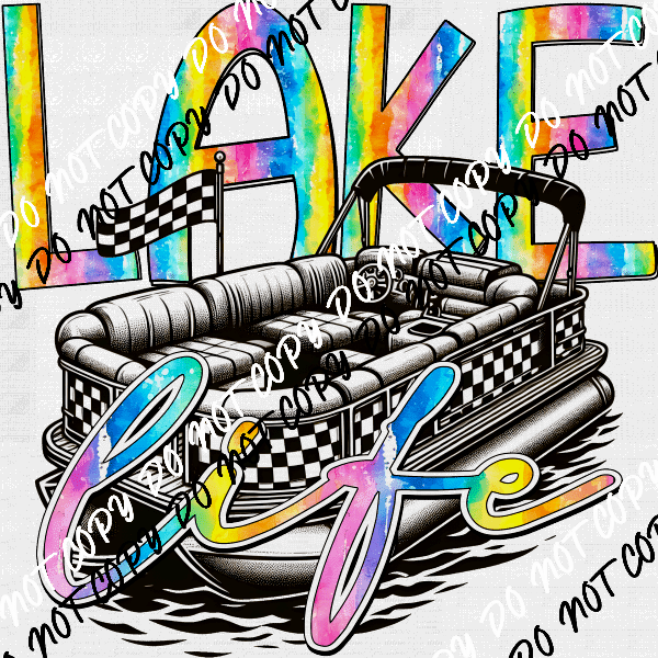 Lake Life Boat DTF Transfer - We Print U Press DTF Transfers