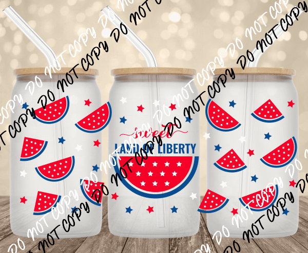 Land of Liberty UV Transfer for 16 oz Glass Can - We Print U Press DTF Transfers