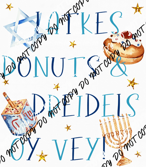 Latkes Donuts Dreidels Oy Vey DTF Transfer - We Print U Press DTF Transfers