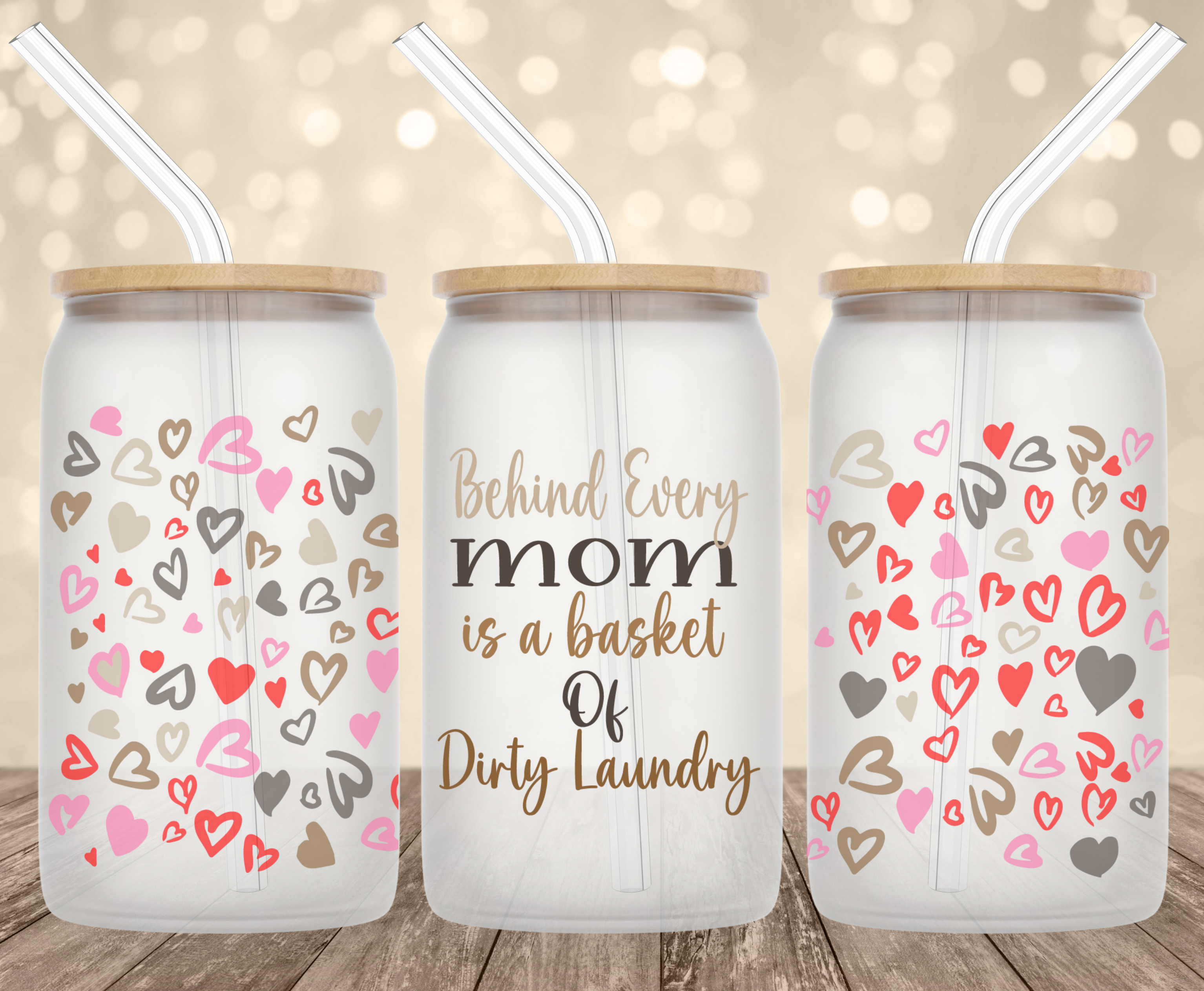 Dirty laundry UV Transfer for 16 oz Glass Can Tumblers