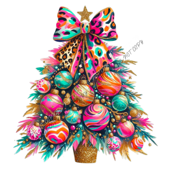 Leopard Bow Christmas Tree DTF Transfer RTP DTF Transfers