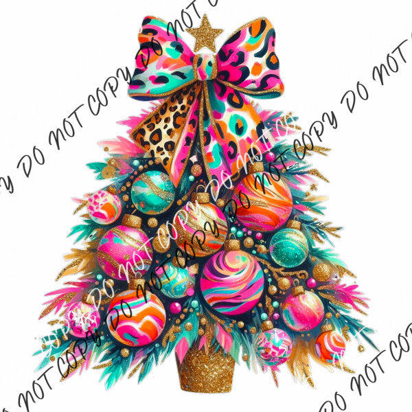 Leopard Bow Christmas Tree DTF Transfer RTP DTF Transfers