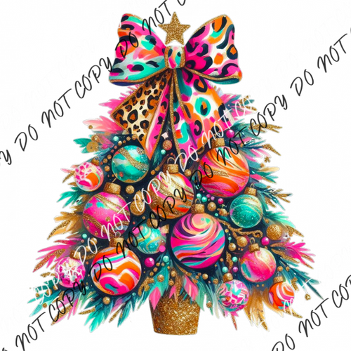 Leopard Bow Christmas Tree DTF Transfer RTP DTF Transfers