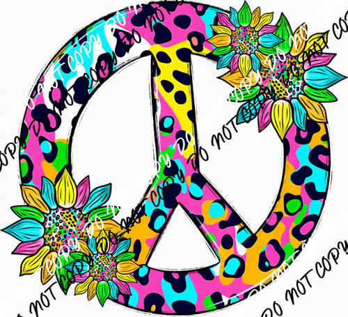 Leopard Peace Floral Print DTF Transfer - We Print U Press DTF Transfers