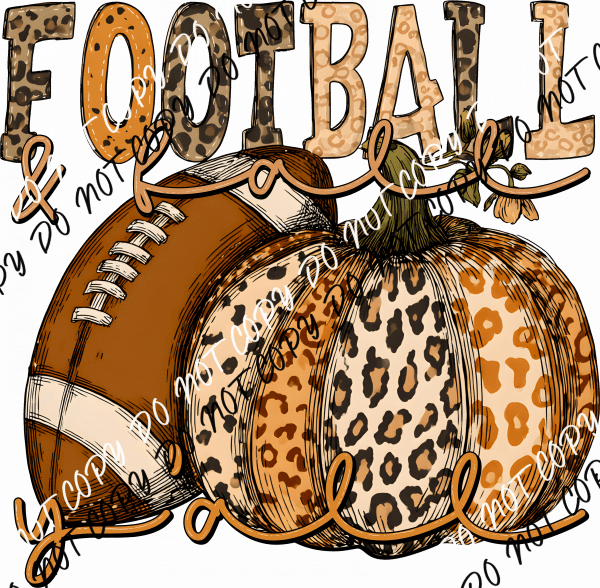 Leopard Print Pumpkin with Football DTF Transfer - We Print U Press DTF Transfers