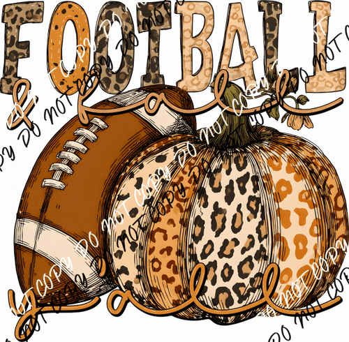 Leopard Print Pumpkin with Football DTF Transfer - We Print U Press DTF Transfers