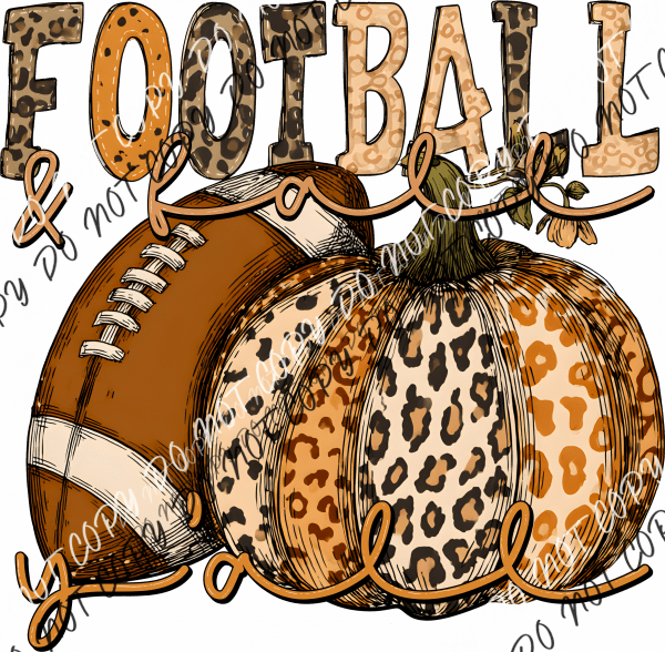 Leopard Print Pumpkin with Football DTF Transfer - We Print U Press DTF Transfers