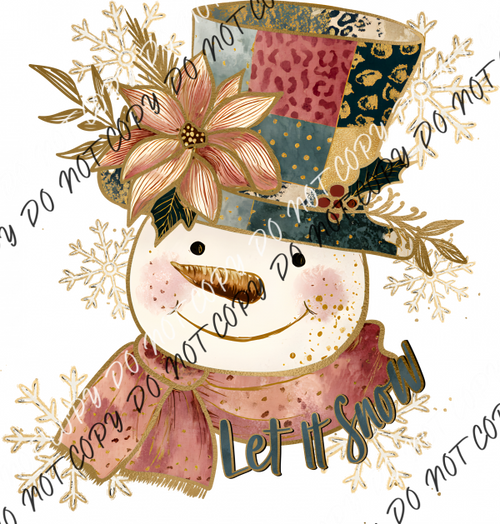 Let it Snow Patchwork Snowman DTF Transfer RTP DTF Transfers