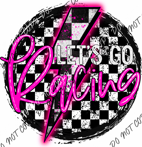 Let’s Go Racing Checker Circle (Choose Color) Dtf Transfer Large Pocket 4’ / Pink Rtp Transfers