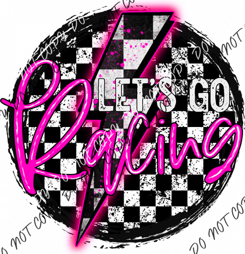 Let’s Go Racing Checker Circle (Choose Color) Dtf Transfer Large Pocket 4’ / Pink Rtp Transfers