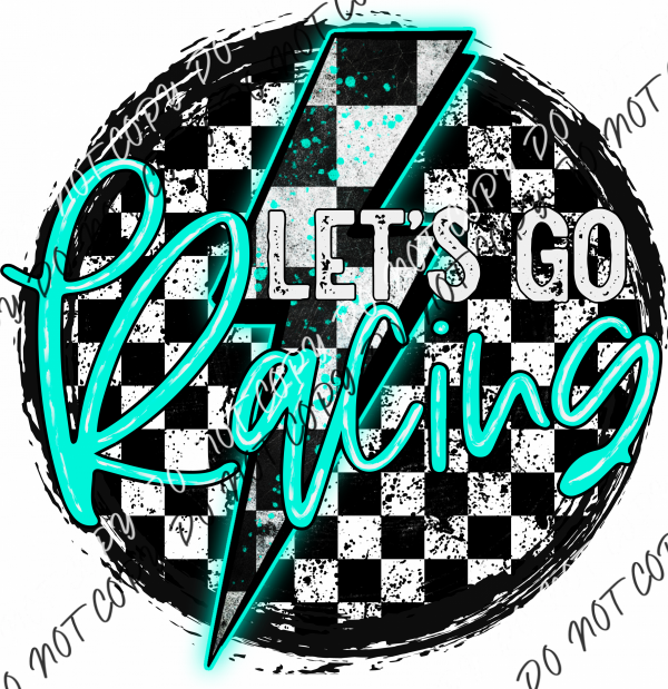 Let’s Go Racing Checker Circle (Choose Color) Dtf Transfer Large Pocket 4’ / Turquoise Rtp Transfers