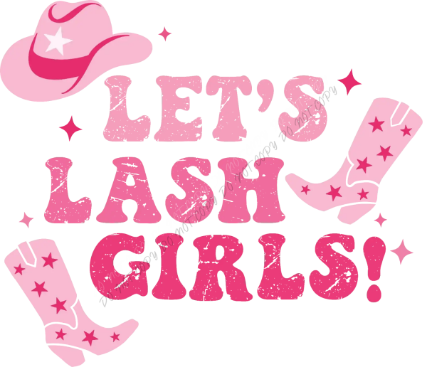 Pink distressed cowboy hat and boots with stars design ready to press dtf transfer