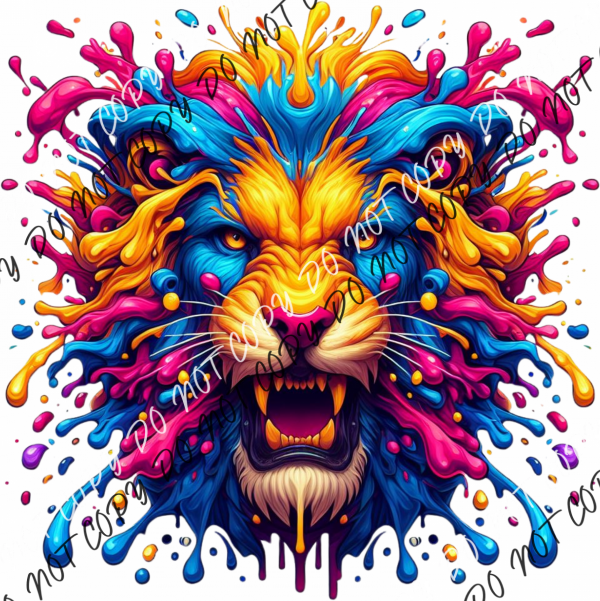 Lion Head Color Drip Dtf Transfer Rtp Transfers