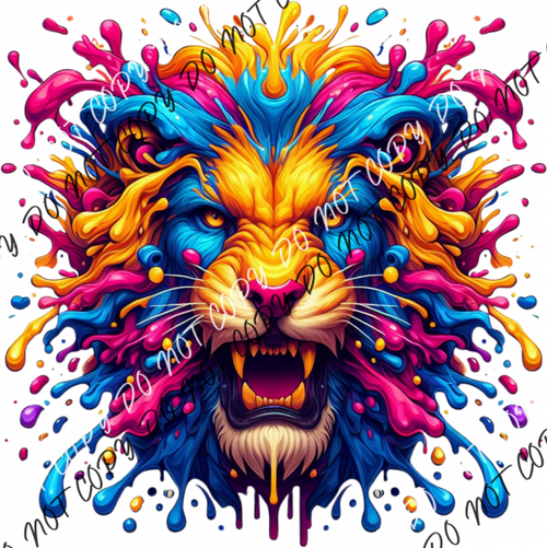 Lion Head Color Drip Dtf Transfer Rtp Transfers