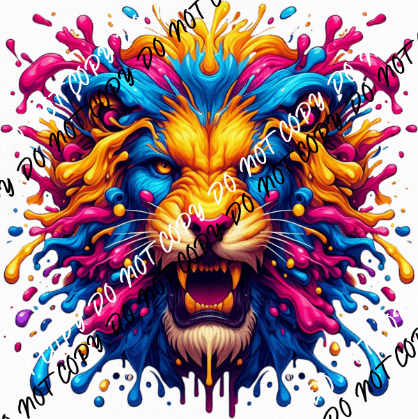 Lion Head Color Drip DTF Transfer - We Print U Press DTF Transfers