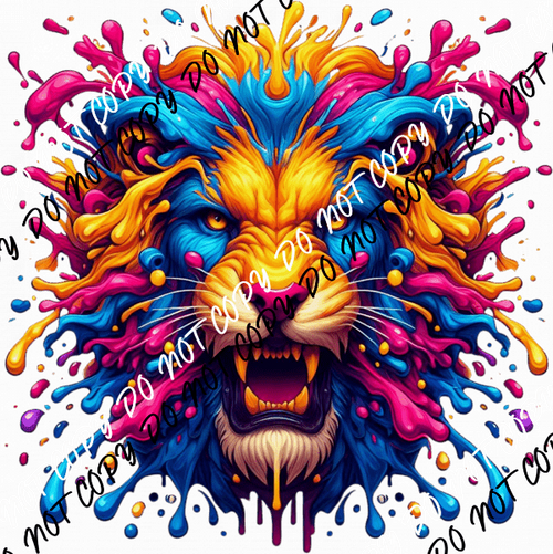 Lion Head Color Drip DTF Transfer - We Print U Press DTF Transfers