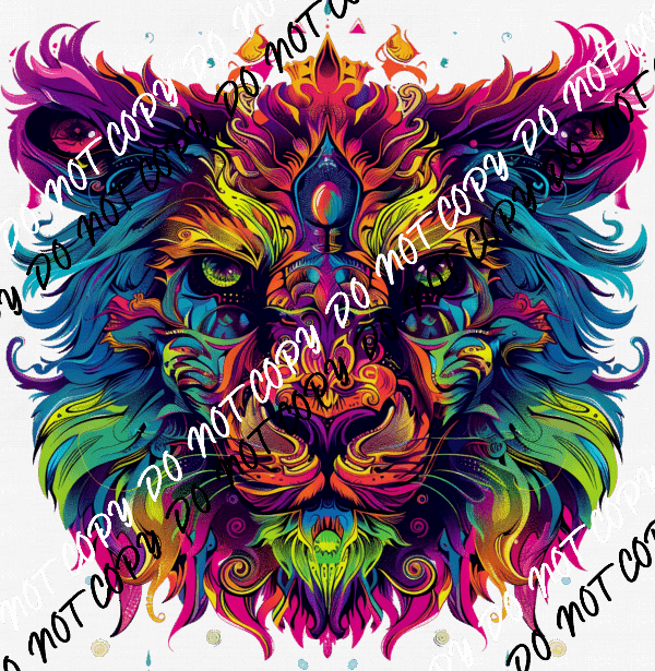 Lion Head Doodle Design Bright Colors DTF Transfer - We Print U Press DTF Transfers