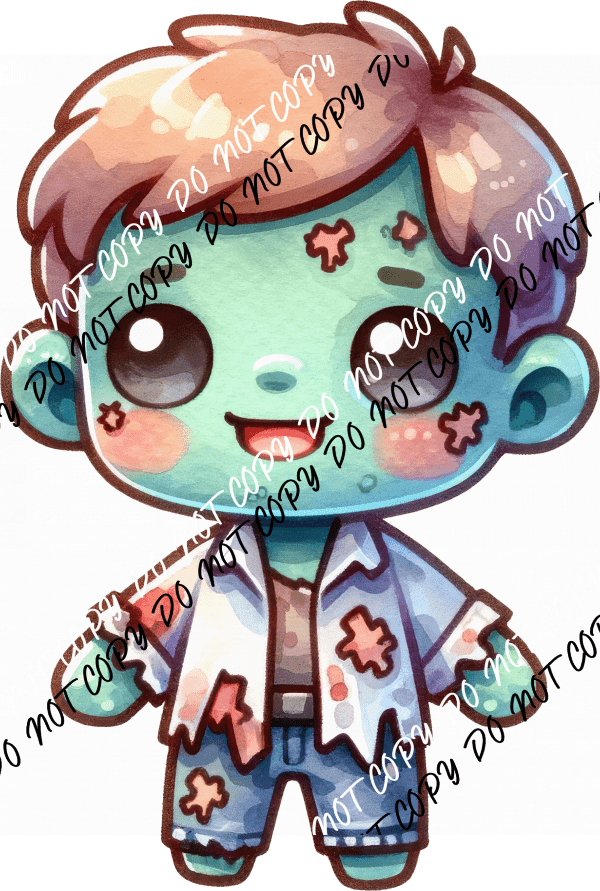 Little Zombie Halloween DTF Transfer - We Print U Press DTF Transfers