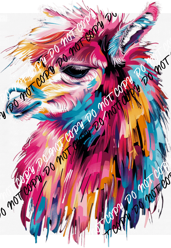 Llama Colored Brush Strokes DTF Transfer - We Print U Press DTF Transfers