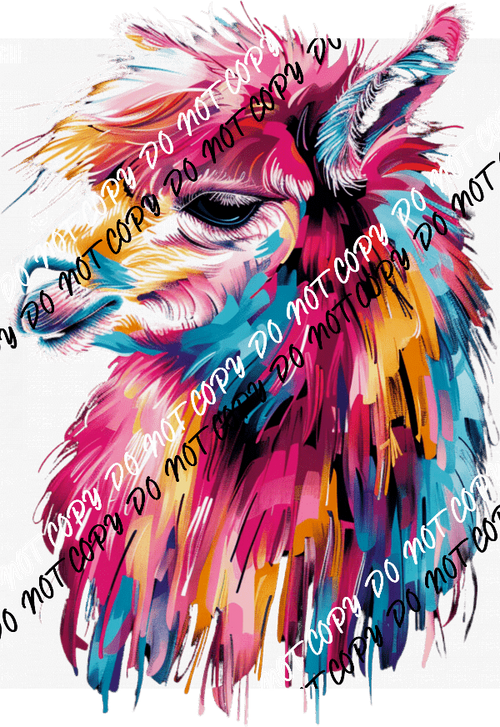 Llama Colored Brush Strokes DTF Transfer - We Print U Press DTF Transfers