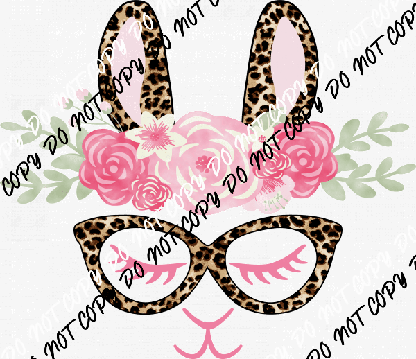 Llama Face Floral Glasses Leopard Rose Pink DTF Transfer - We Print U Press DTF Transfers