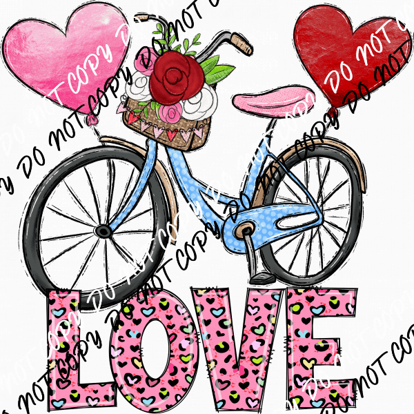 Love Bicycle DTF Transfer - We Print U Press DTF Transfers