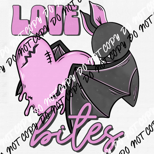 Love Bites Bat Valentine Set - Pocket and Back DTF Transfer - We Print U Press DTF Transfers