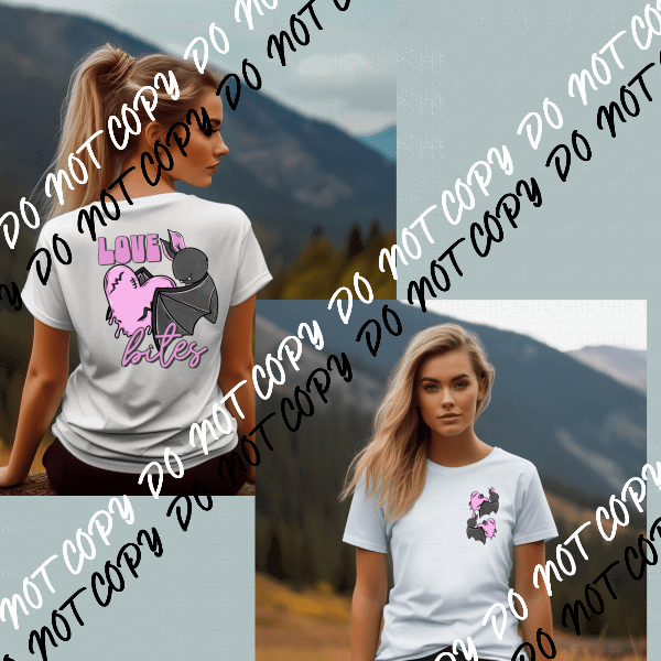 Love Bites Bat Valentine Set - Pocket and Back DTF Transfer - We Print U Press DTF Transfers