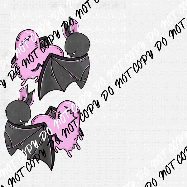 Love Bites Bat Valentine Set - Pocket and Back DTF Transfer - We Print U Press DTF Transfers