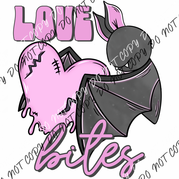 Love Bites Bat Valentine Set - Pocket And Back Dtf Transfer Rtp Transfers