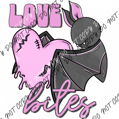 Love Bites Bat Valentine Set - Pocket And Back Dtf Transfer Rtp Transfers