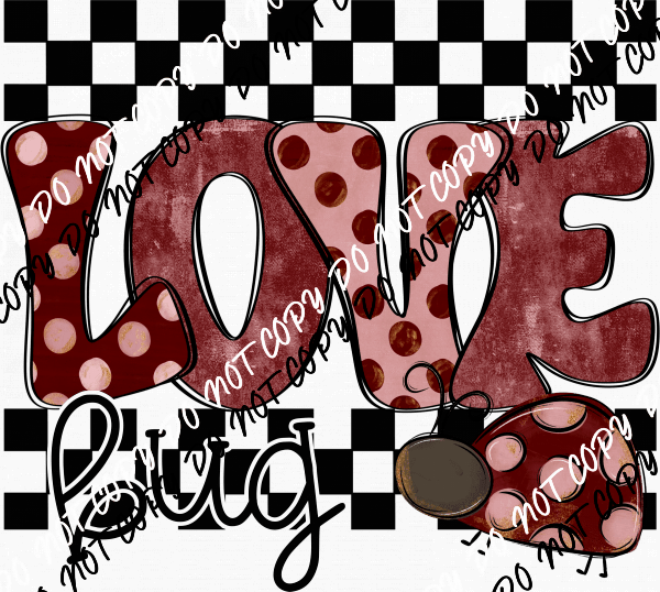 Love Bug Checkered DTF Transfer - We Print U Press DTF Transfers
