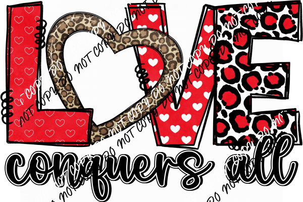 Love Conquers All Heart and Animal Prints DTF Transfer - We Print U Press DTF Transfers