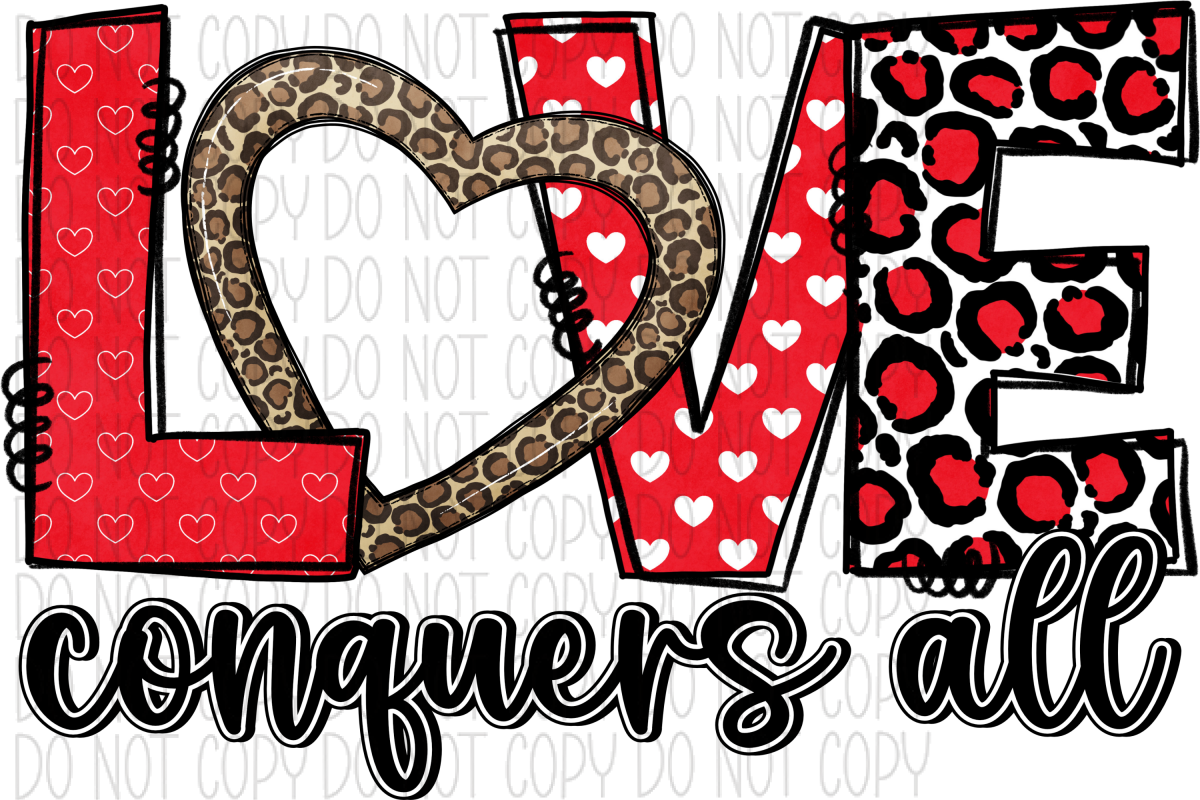 Love Conquers All Heart And Animal Prints Dtf Transfer Rtp Transfers