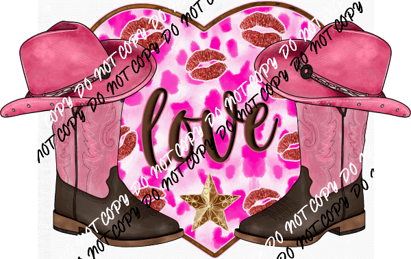 Love Cowboy Boots Heart DTF Transfer - We Print U Press DTF Transfers