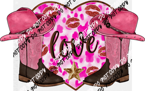 Love Cowboy Boots Heart DTF Transfer - We Print U Press DTF Transfers