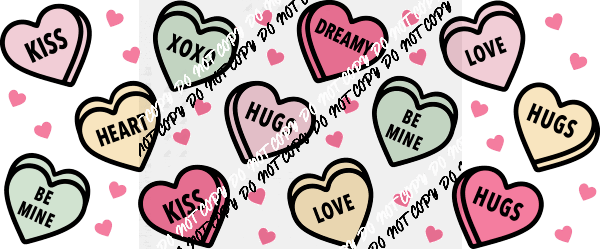 Love Hearts UV Transfer for 16 oz Glass Can - We Print U Press DTF Transfers