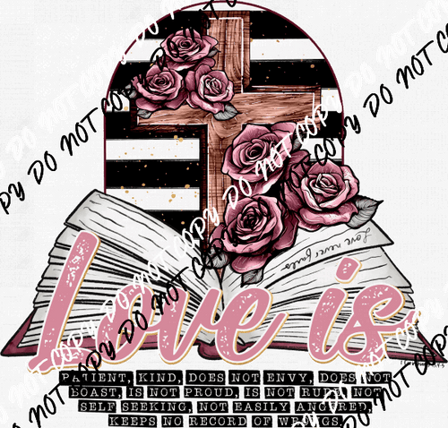 Love is Cross with Roses DTF Transfer - We Print U Press DTF Transfers