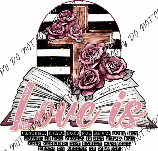 Love Is Cross With Roses Dtf Transfer Rtp Transfers