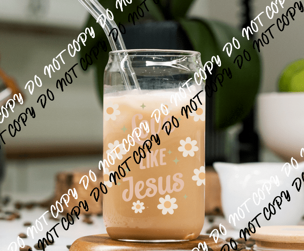 Love Like Jesus Yellow UV Transfer for 16 oz Glass Can - We Print U Press DTF Transfers