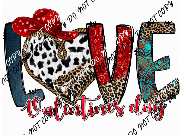 Love Valentine's Day Leopard Western DTF Transfer - We Print U Press DTF Transfers