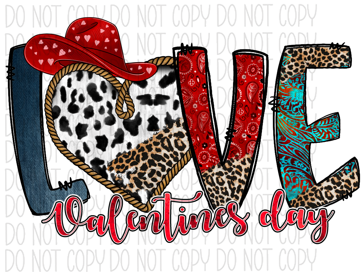 Love Valentines Day Leopard Western Dtf Transfer