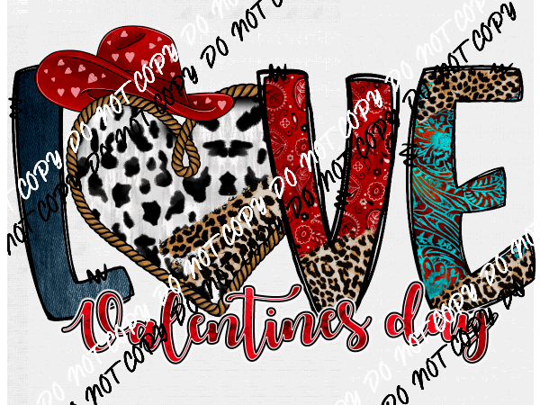 Love Valentine's Day Leopard Western DTF Transfer - We Print U Press DTF Transfers